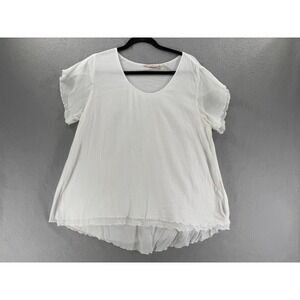 Soft Surroundings Top Women M Gauze Coastal Crinkle Minimalist Lagenlook Layered